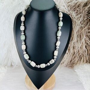 Beautiful, neutral heavy, weighted, gray tone stone costume Bohemian, ne…